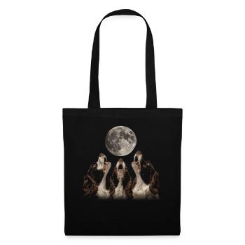 English Springer Spaniel Hund Heulender Mond - Stoffbeutel - Schwarz - Vorne