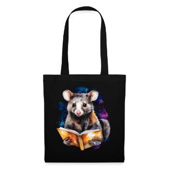 Possum Lecture Coloré Animal Design Imprimer - Sac en tissu - noir - Devant