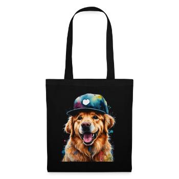 Golden Retriever Snapback Cap Chien Design Print - Sac en tissu - noir - Devant
