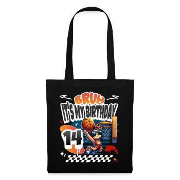 14e anniversaire de basket-ball - Sac en tissu - noir - Devant