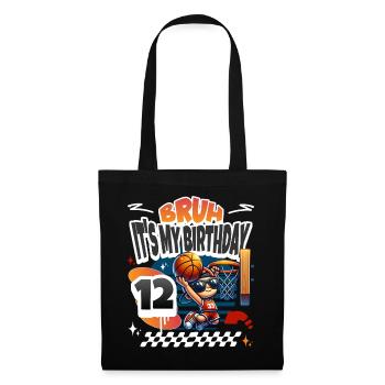 12e anniversaire de basket-ball - Sac en tissu - noir - Devant
