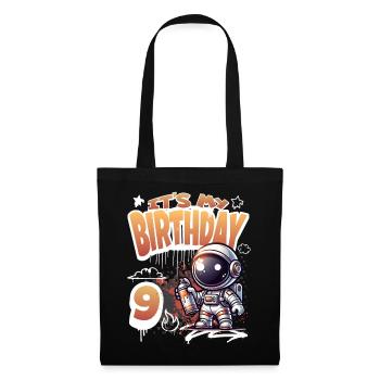 Graffiti astronaute 9e anniversaire - Sac en tissu - noir - Devant
