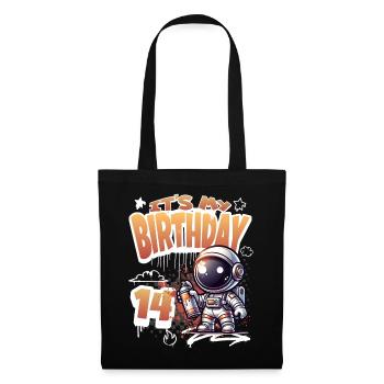 Graffiti astronaute 14e anniversaire - Sac en tissu - noir - Devant