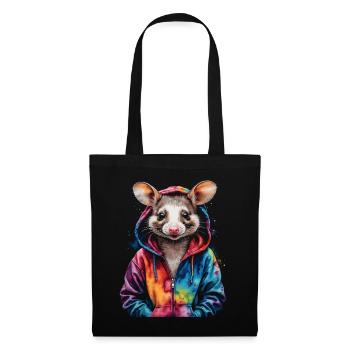 Sweat à capuche Opossum Imprimé de design d’animaux colorés - Sac en tissu - noir - Devant