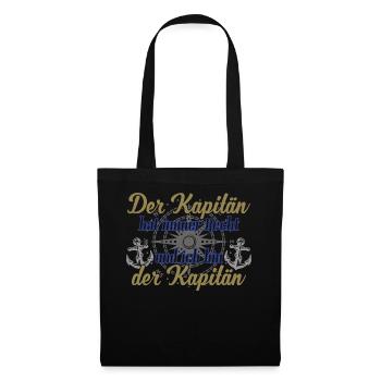 Kapitän Boot Motorboot lustiger Spruch - Stoffbeutel - Schwarz - Vorne