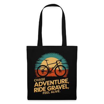 Retro Mountainbike Abenteuer T-Shirt - Stoffbeutel - Schwarz - Vorne