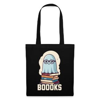 Cute book lover ghost with book - Tote Bag - black - Front