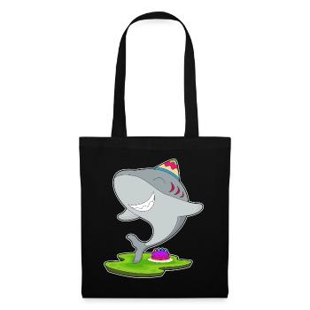 Gâteau d’anniversaire requin - Sac en tissu - noir - Devant