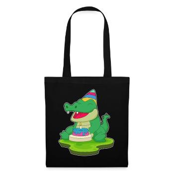 Gâteau d’anniversaire crocodile - Sac en tissu - noir - Devant