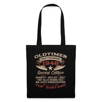 76e anniversaire Voiture de collection Septembre 1948 Année 48 - Sac en tissu - noir - Devant