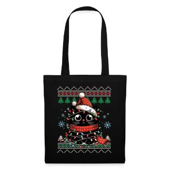 Chat drôle moche pull de Noël - Sac en tissu - noir - Devant