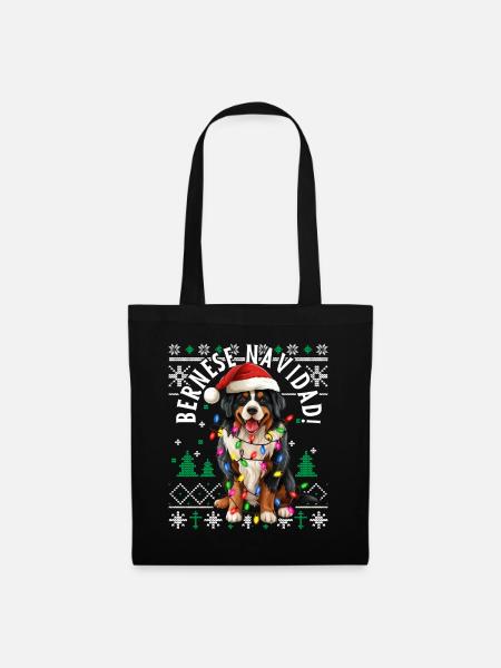 Bernese Navidad Weihnachts-Bernese-Mountain-Dog - Stoffbeutel - Schwarz