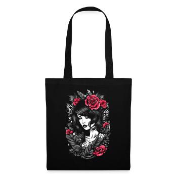 Gothic Beauty with Carmine Roses - Tote Bag - black - Front