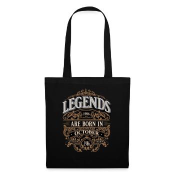 1986 Octobre Naissance Anniversaire Année de naissance - Sac en tissu - noir - Devant