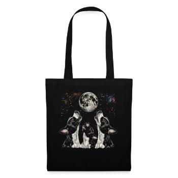 Boston Terrier Dog Howling Moon - Tote Bag - black - Front