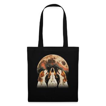 Brittany Spaniel Chien Lune Hurlante - Sac en tissu - noir - Devant
