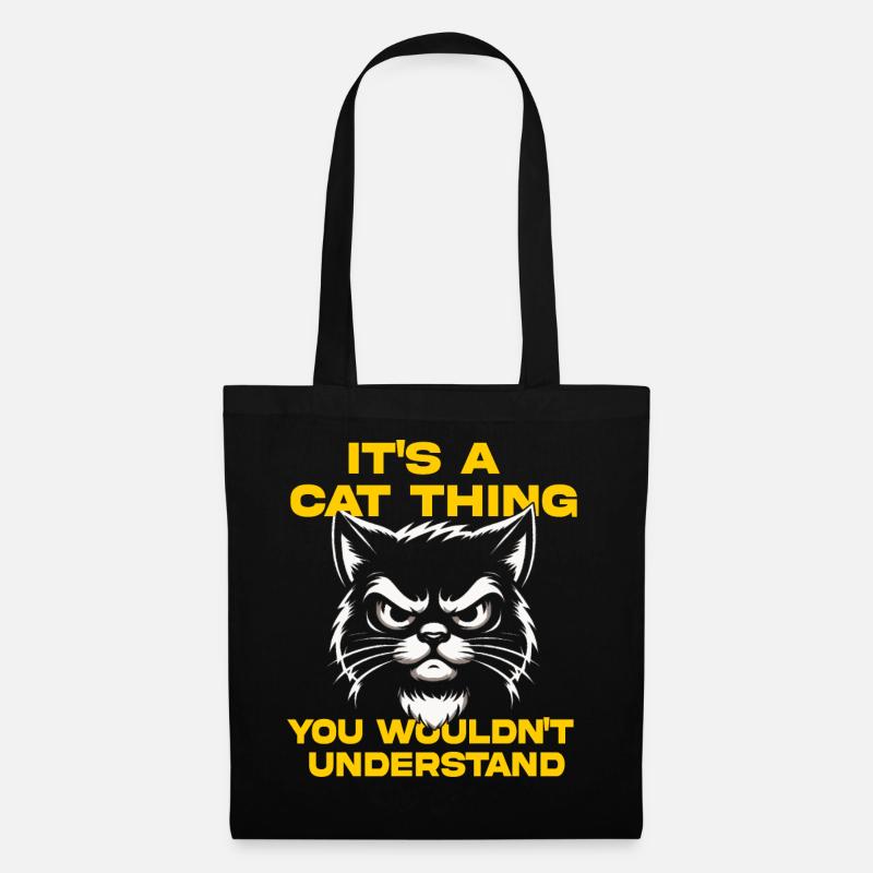 Katze Attitude T-Shirt - Stoffbeutel - Schwarz