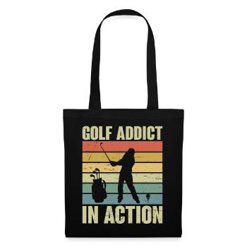 Golf Addict in Action Retro - Stoffbeutel - Schwarz - Vorne
