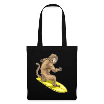 Monkey Surfing Surfboard Summer - Tote Bag - black - Front