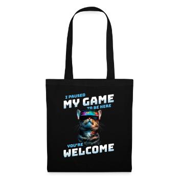 I just paused my game to be here Funny VR Cat - Tote Bag - black - Front