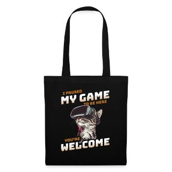 I just paused my game to be here - Cat with VR - Tote Bag - black - Front