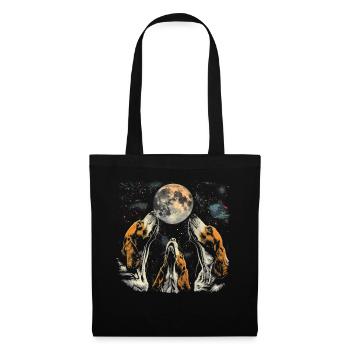 Basset Hound Chien Lune Hurlante - Sac en tissu - noir - Devant