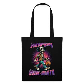 Happy Howl-oween Lustiger Halloween Hunde Spruch - Stoffbeutel - Schwarz - Vorne