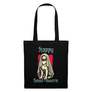 Happy Howl-oween Lustiger Hunde Halloween Spruch - Stoffbeutel - Schwarz - Vorne