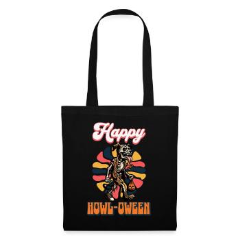 Happy Howl Oween Lustiger Hunde Halloween Spruch - Stoffbeutel - Schwarz - Vorne