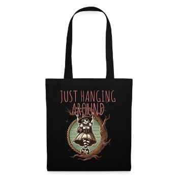 Just Hanging Around Lustiger Halloween Spruch - Stoffbeutel - Schwarz - Vorne
