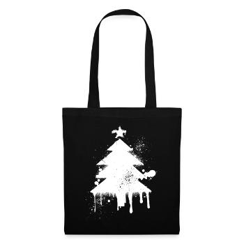 Weihnachtsbaum Spritzeneffekt - Stoffbeutel - Schwarz - Vorne