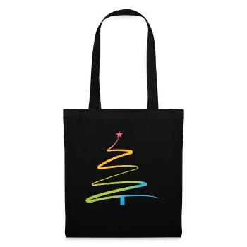 Regenbogen Weihnachtsbaum Aquarell - Stoffbeutel - Schwarz - Vorne