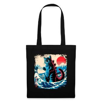 Funny Monster Kitty Cat Catzilla Anime Manga Japan - Tote Bag - black - Front