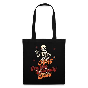 Lustiger Halloween Spruch Omg Im Dead Retro - Stoffbeutel - Schwarz - Vorne