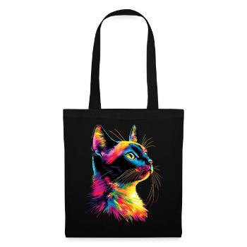 Chat coloré arc-en-ciel couleurs Popart chat maman chats - Sac en tissu - noir - Devant