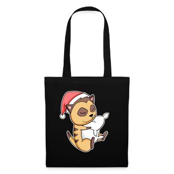 Meerkat Cute Tired Sleeping In Christmas - Tote Bag - black - Front