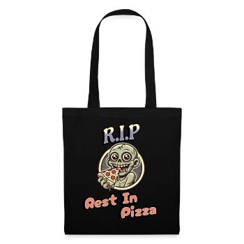 Rest In Pizza Lustiger Pizzaliebhaber Spruch - Stoffbeutel - Schwarz - Vorne