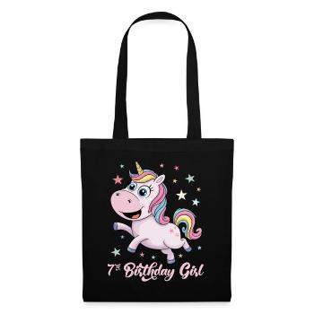 Licorne drôle 7e anniversaire fille - Sac en tissu - noir - Devant