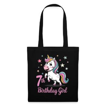 Licorne drôle 7e anniversaire fille - Sac en tissu - noir - Devant