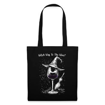 Wein Weinglas Halloween Hexe Weintrinker Geschenk - Stoffbeutel - Schwarz - Vorne