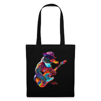 ornithorynque mammifère guitare chapeau de cowboy popart - Sac en tissu - noir - Devant