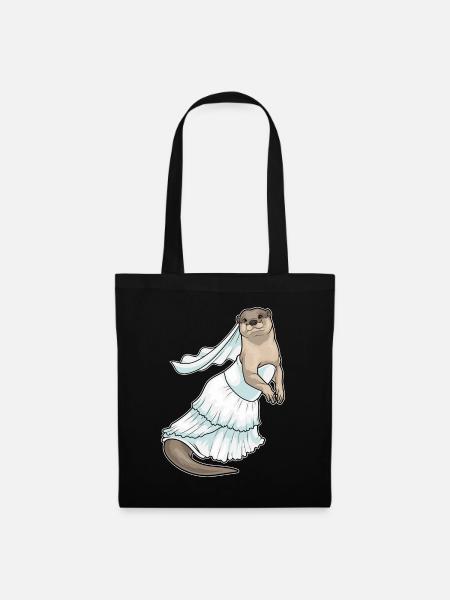 Otter Braut Hochzeitskleid Hochzeit - Stoffbeutel - Schwarz