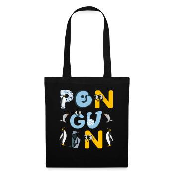 Penguin Friends Playful Typography - Tote Bag - black - Front