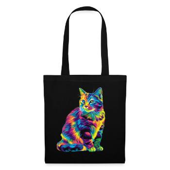 Tabby Katze Orange Katze Popart - Stoffbeutel - Schwarz - Vorne