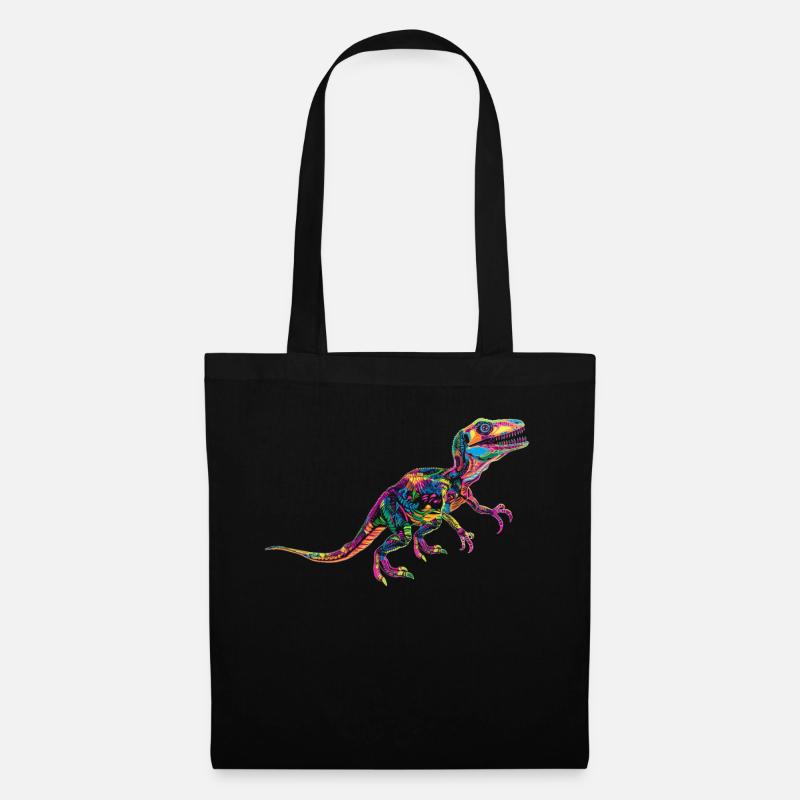 Velociraptor Dinosaurier Popart - Stoffbeutel - Schwarz