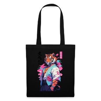 Tiger Yokai Vaporwave Aesthetic Samurai Art - Tote Bag - black - Front