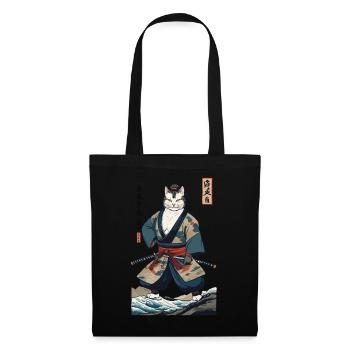 Samurai Cat Vintage Ukiyo-E Japanese - Tote Bag - black - Front