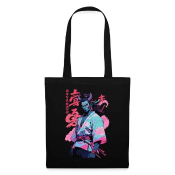 Samouraï Oni Yokai Esthétique Style Vaporwave - Sac en tissu - noir - Devant