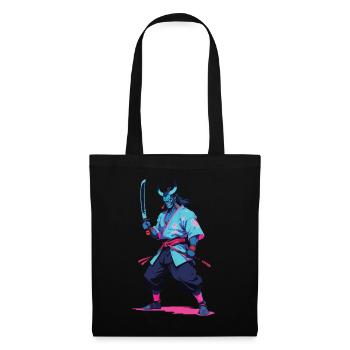 Samouraï Oni Yokai Esthétique Style Vaporwave - Sac en tissu - noir - Devant