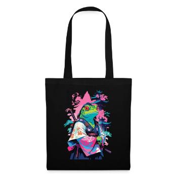 Grenouille Samouraï Esthétique Style Vaporwave Japon - Sac en tissu - noir - Devant